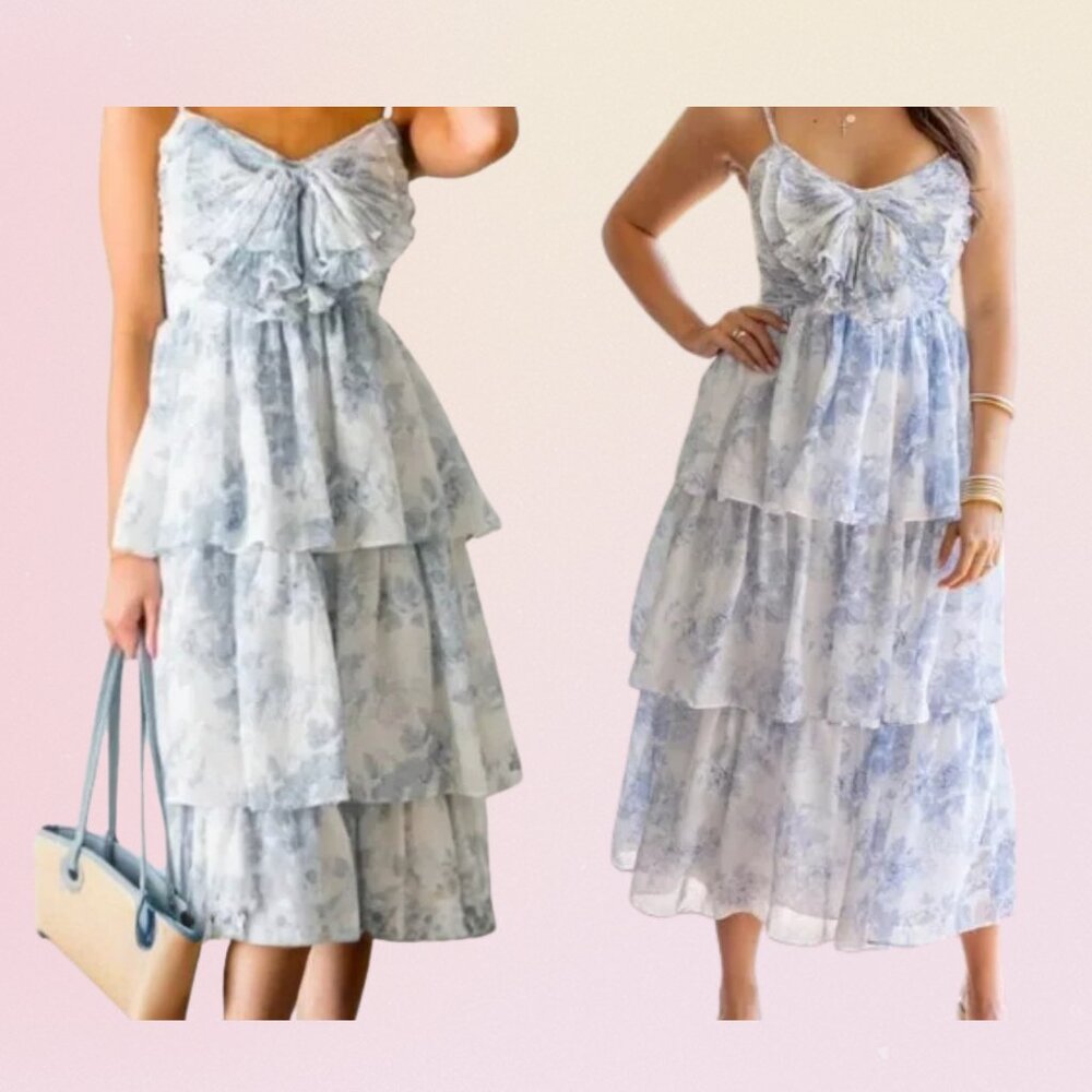 Sofie the Label Ruffled Maxi Dress – Blue & White (L)